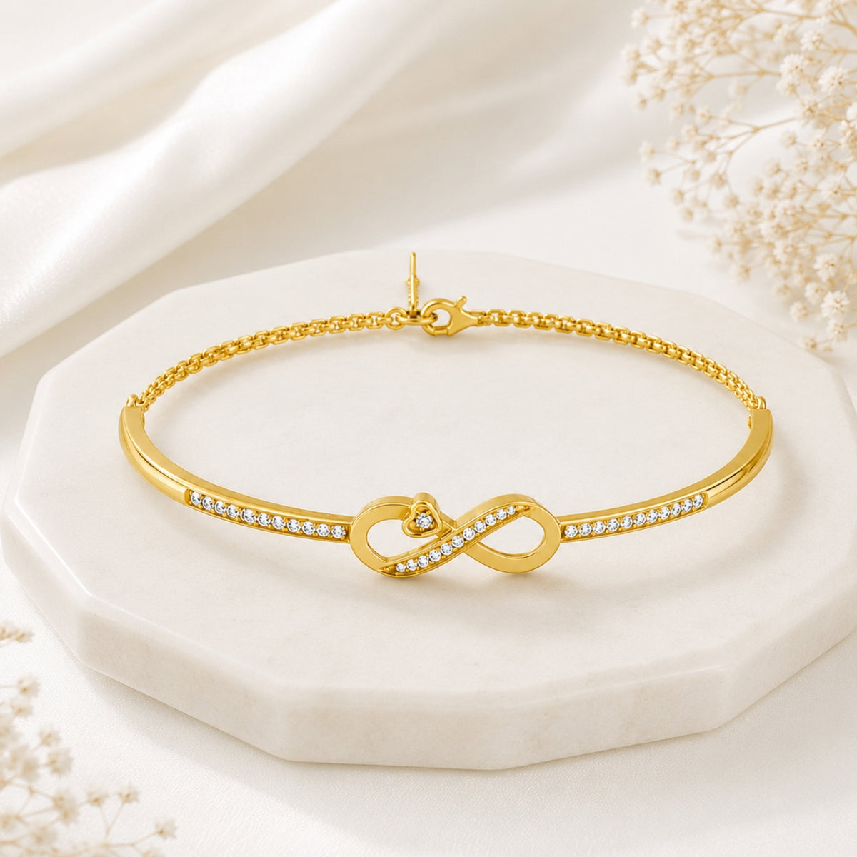 Infinite Promise Gold Plated 925 Sterling Silver Infinity Bracelet