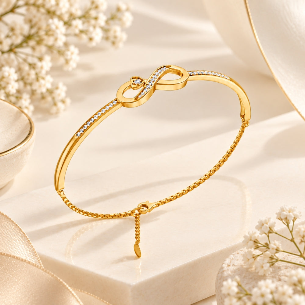 Infinite Promise Gold Plated 925 Sterling Silver Infinity Bracelet
