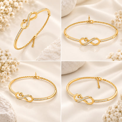 Infinite Promise Gold Plated 925 Sterling Silver Infinity Bracelet