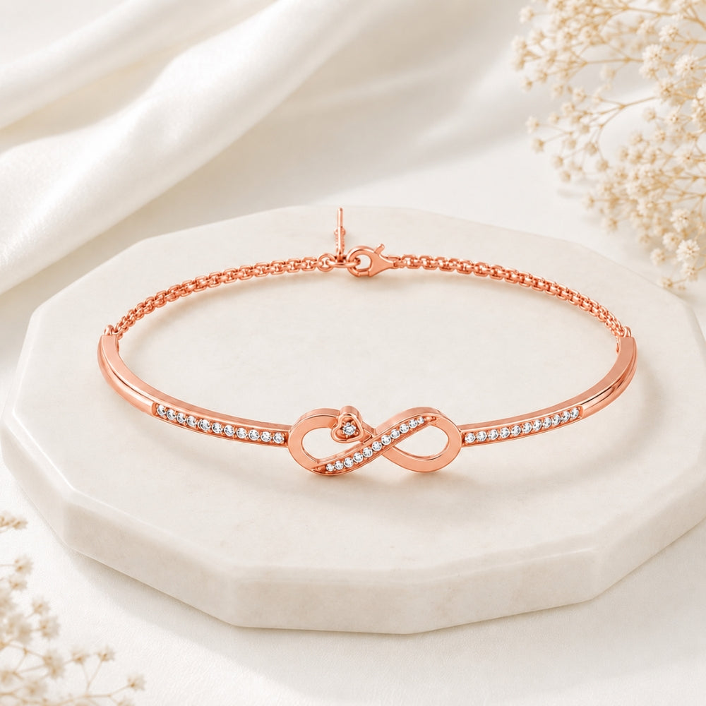 Infinite Promise Rose Gold Plated  925 Sterling Silver Infinity Bracelet