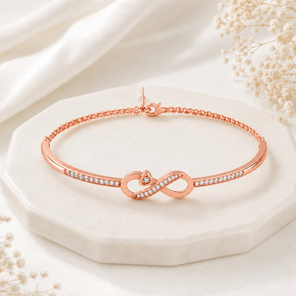 Infinite Promise Rose Gold Plated  925 Sterling Silver Infinity Bracelet
