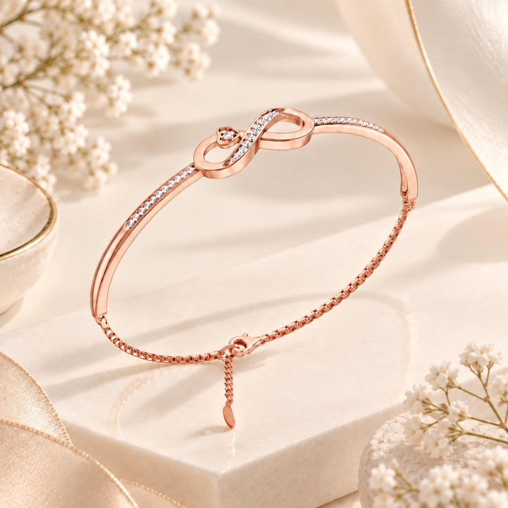 Infinite Promise Rose Gold Plated  925 Sterling Silver Infinity Bracelet