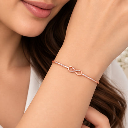 Infinite Promise Rose Gold Plated  925 Sterling Silver Infinity Bracelet