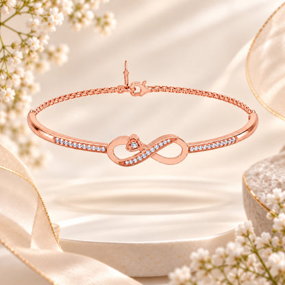 Infinite Promise Rose Gold Plated  925 Sterling Silver Infinity Bracelet