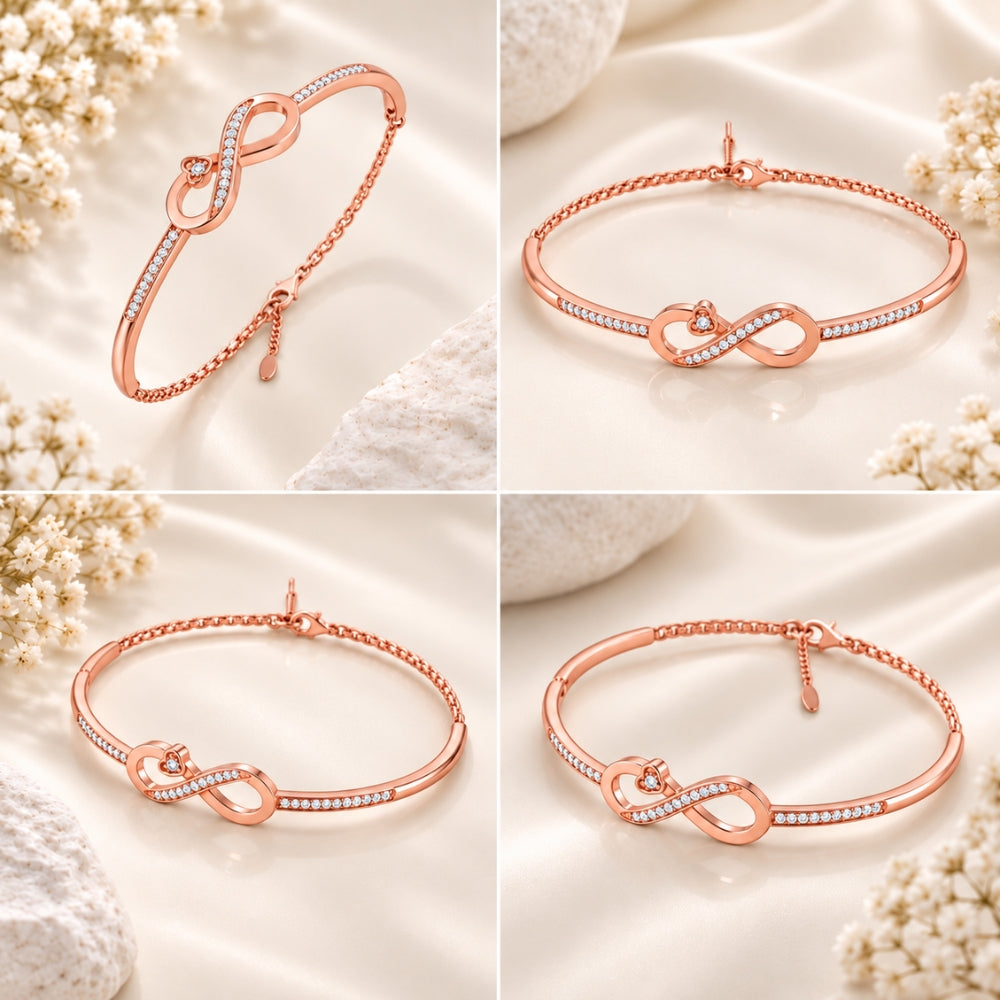 Infinite Promise Rose Gold Plated  925 Sterling Silver Infinity Bracelet
