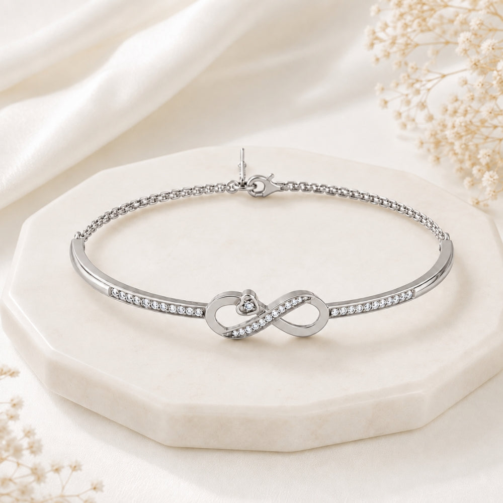 Infinite Promise Rhodium plated  925 Sterling Silver Infinity Bracelet