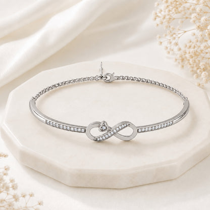 Infinite Promise Rhodium plated  925 Sterling Silver Infinity Bracelet