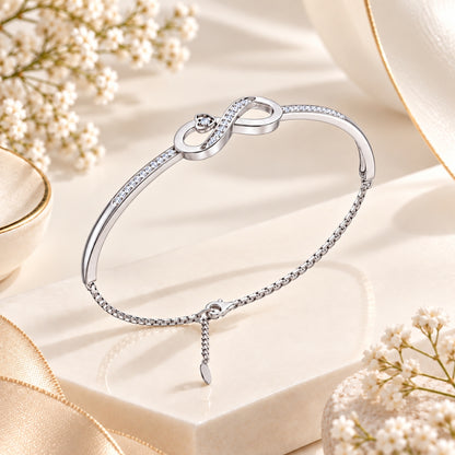 Infinite Promise Rhodium plated  925 Sterling Silver Infinity Bracelet