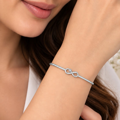 Infinite Promise Rhodium plated  925 Sterling Silver Infinity Bracelet