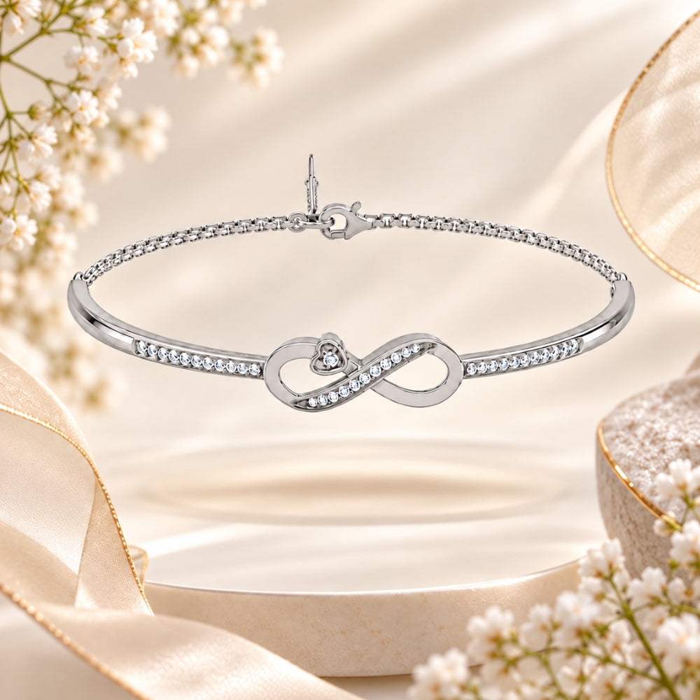 Infinite Promise Rhodium plated  925 Sterling Silver Infinity Bracelet