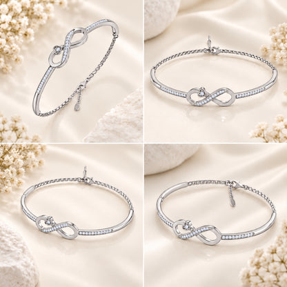Infinite Promise Rhodium plated  925 Sterling Silver Infinity Bracelet