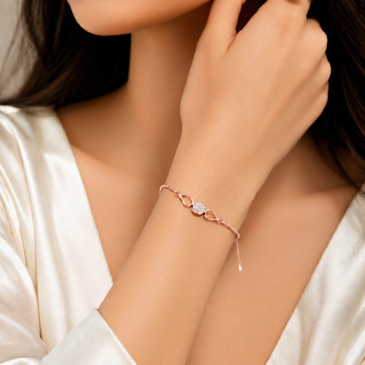 Dewdrop Radiance Rose Gold Plated 925 Sterling Silver Bracelet