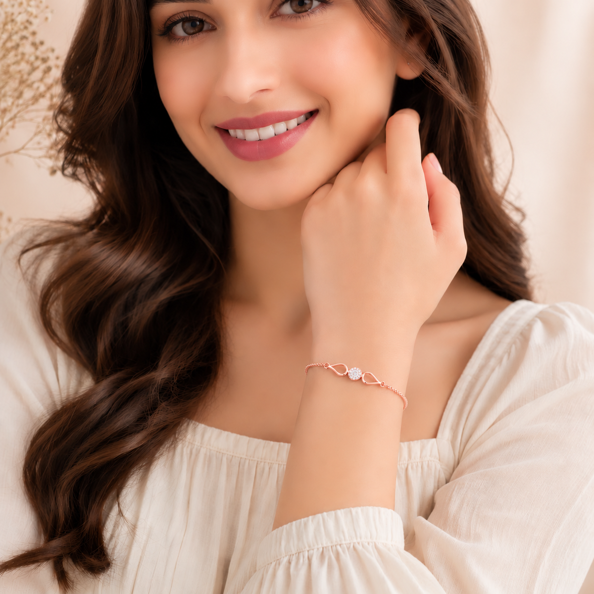 Dewdrop Radiance Rose Gold Plated 925 Sterling Silver Bracelet
