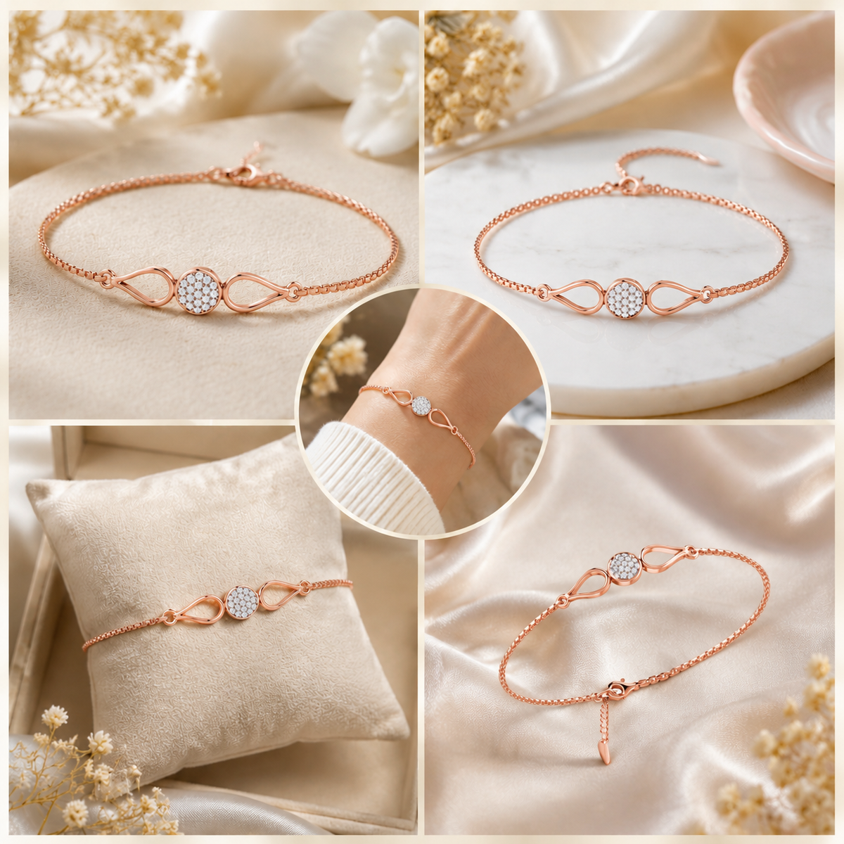 Dewdrop Radiance Rose Gold Plated 925 Sterling Silver Bracelet