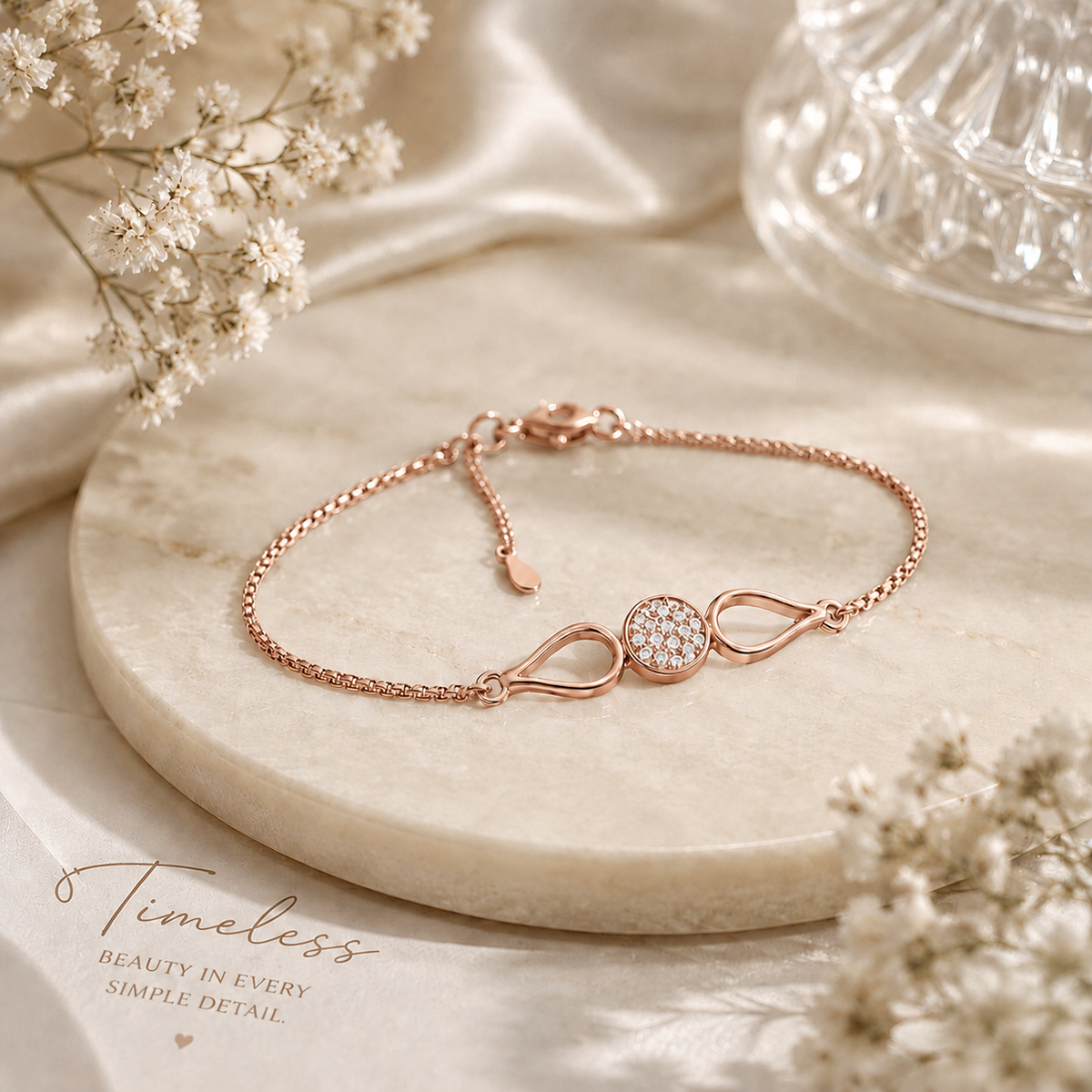 Dewdrop Radiance Rose Gold Plated 925 Sterling Silver Bracelet