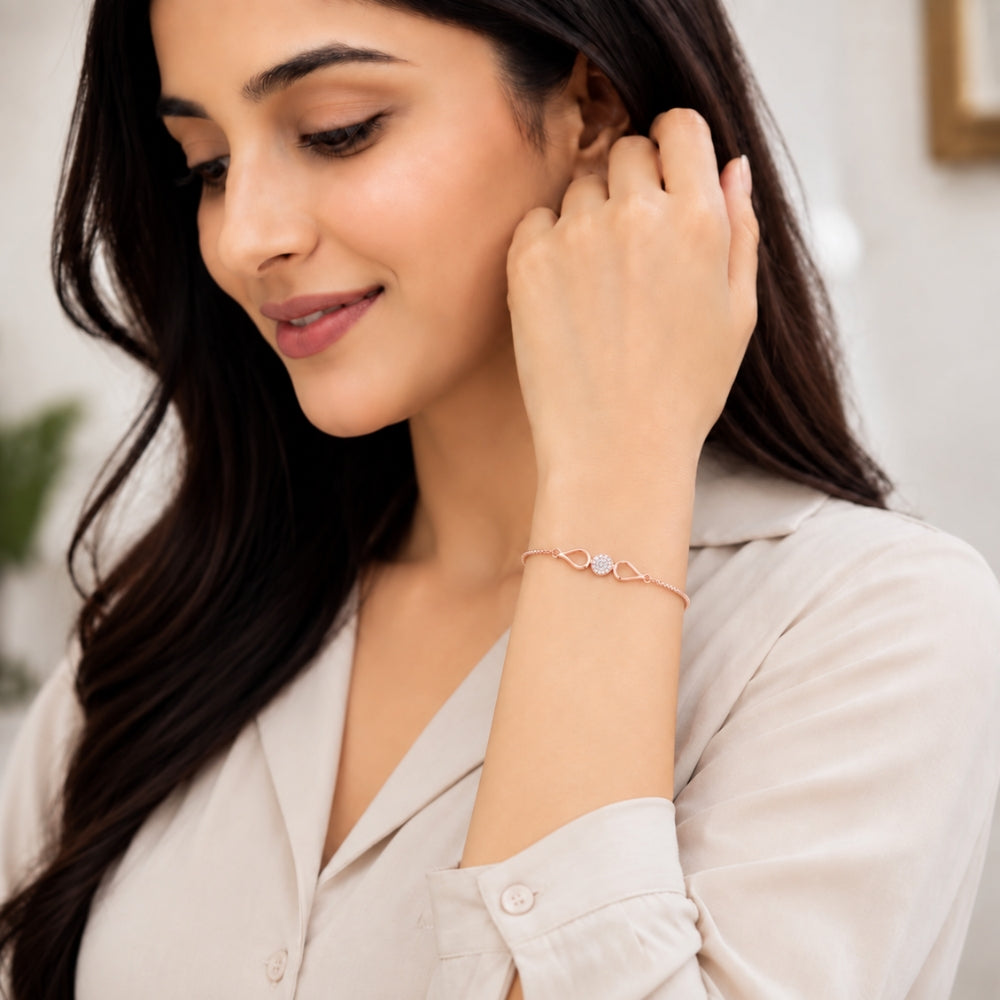 Dewdrop Radiance Rose Gold Plated 925 Sterling Silver Bracelet