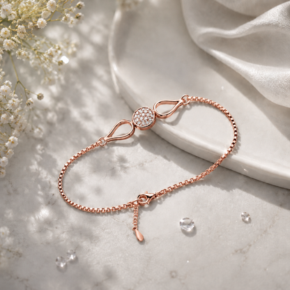 Dewdrop Radiance Rose Gold Plated 925 Sterling Silver Bracelet