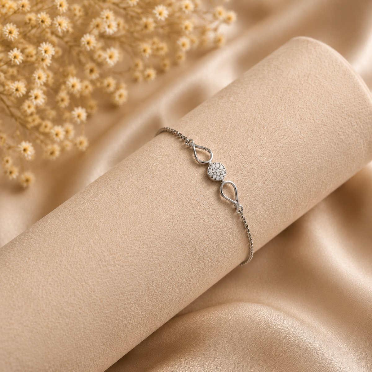 Dewdrop Radiance Rhodium Plated 925 Sterling Silver Bracelet