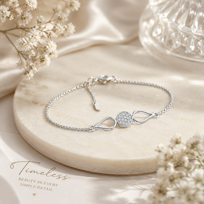 Dewdrop Radiance Rhodium Plated 925 Sterling Silver Bracelet
