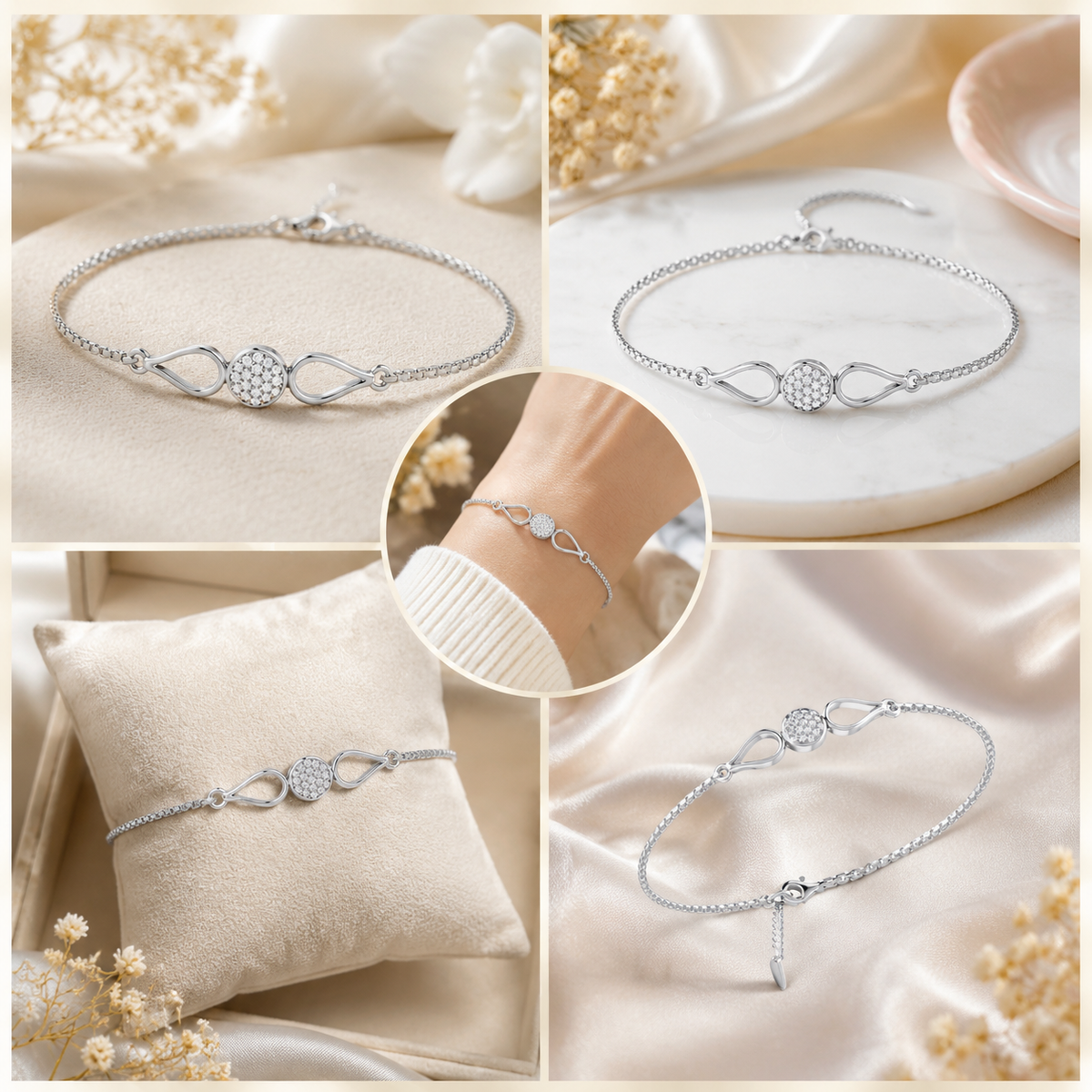 Dewdrop Radiance Rhodium Plated 925 Sterling Silver Bracelet