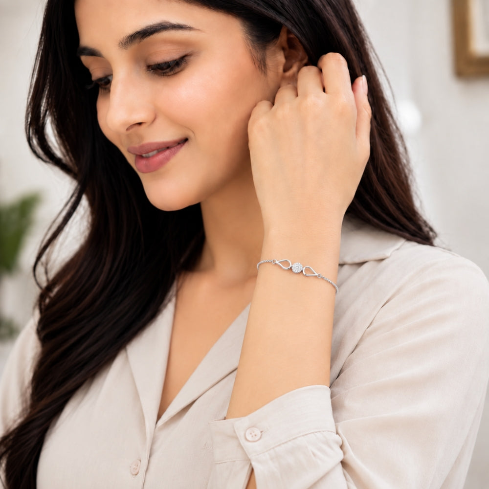 Dewdrop Radiance Rhodium Plated 925 Sterling Silver Bracelet