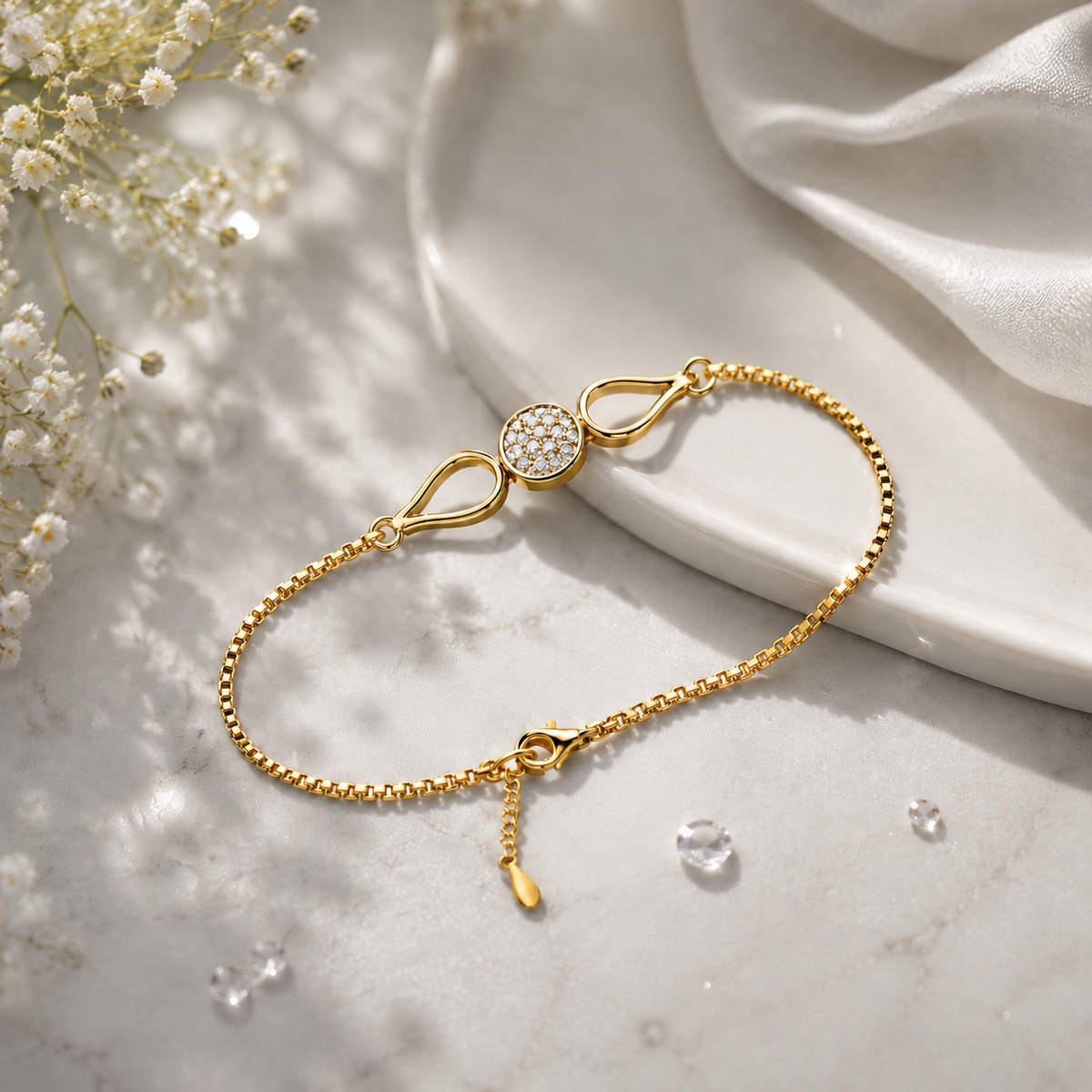 Dewdrop Radiance Gold Plated 925 Sterling Silver Bracelet