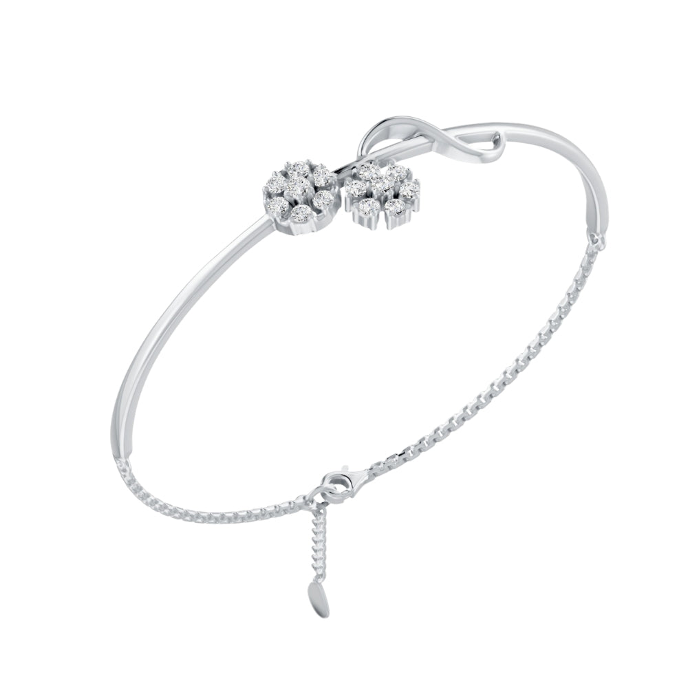Blossom Duet Rhodium Plated 925 Sterling Silver Bracelet