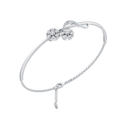 Blossom Duet Rhodium Plated 925 Sterling Silver Bracelet