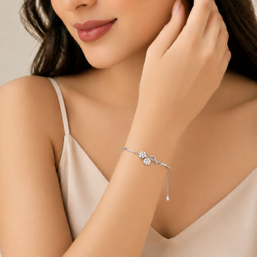 Blossom Duet Rhodium Plated 925 Sterling Silver Bracelet