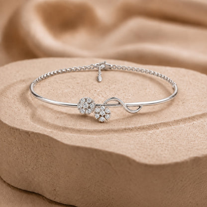 Blossom Duet Rhodium Plated 925 Sterling Silver Bracelet
