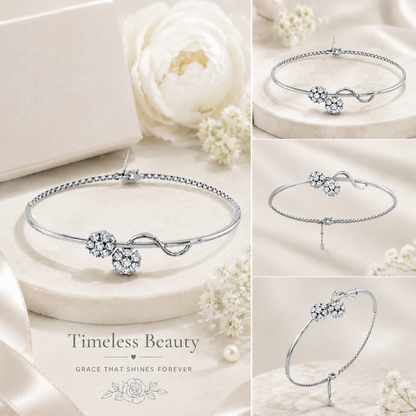 Blossom Duet Rhodium Plated 925 Sterling Silver Bracelet