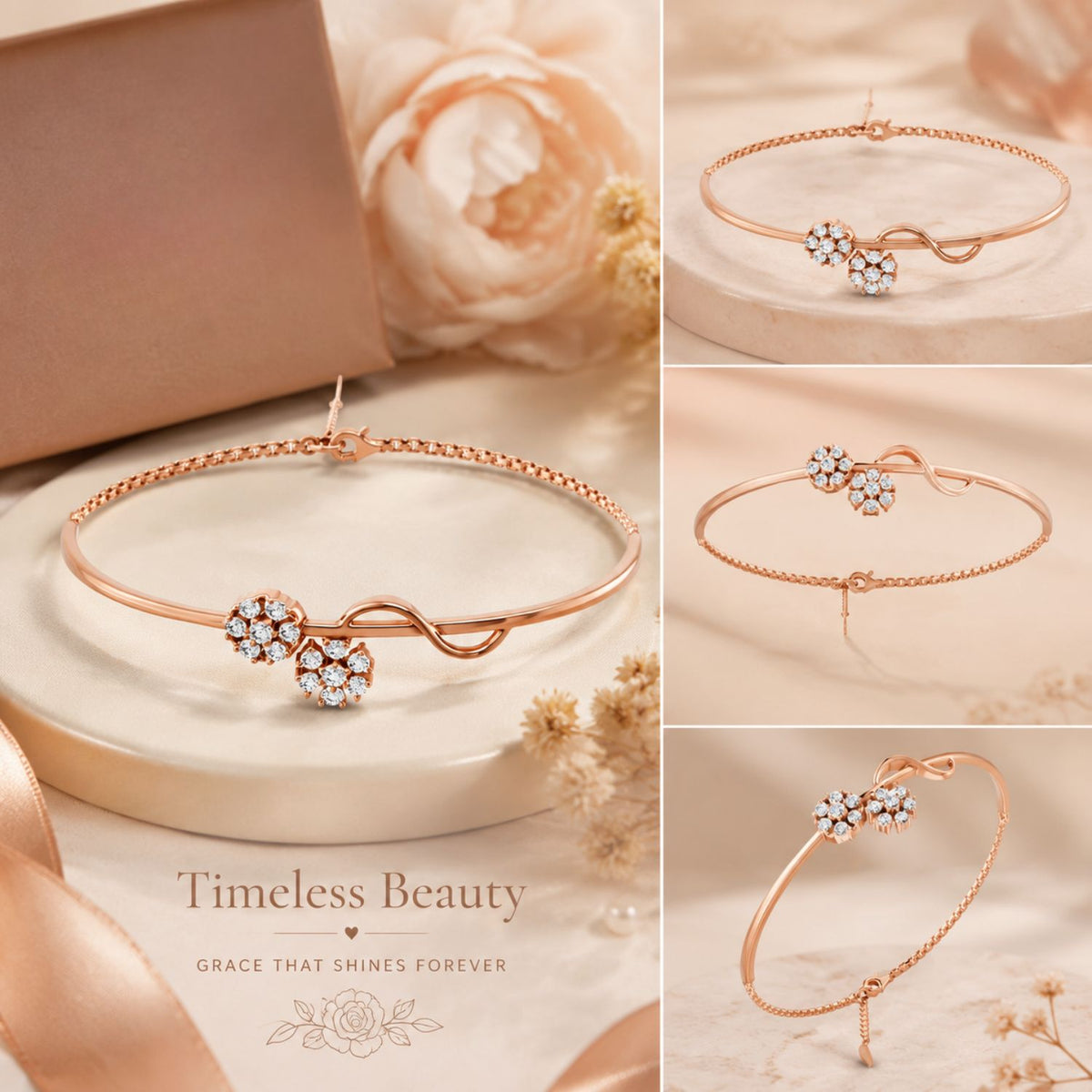Blossom Duet Gold Plated 925 Sterling Silver Bracelet