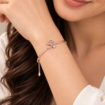 Whispering Leaf Rose Gold Plated 925 Sterling Silver Bracelet