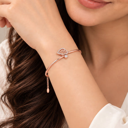 Whispering Leaf Rose Gold Plated 925 Sterling Silver Bracelet