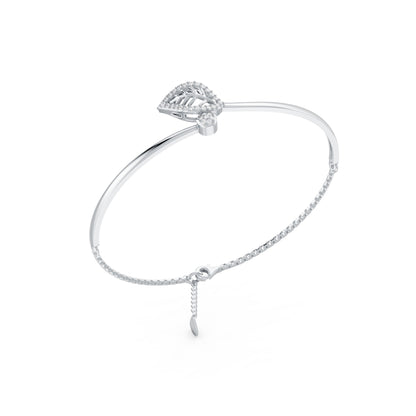 Whispering Leaf Rhodium Plated 925 Sterling Silver Bracelet