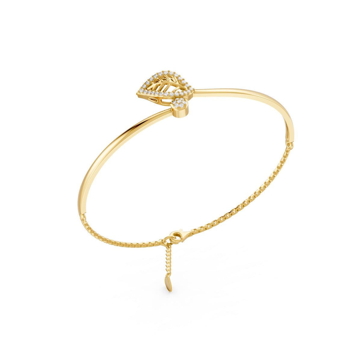 Whispering Leaf Gold Plated 925 Sterling Silver Bracelet