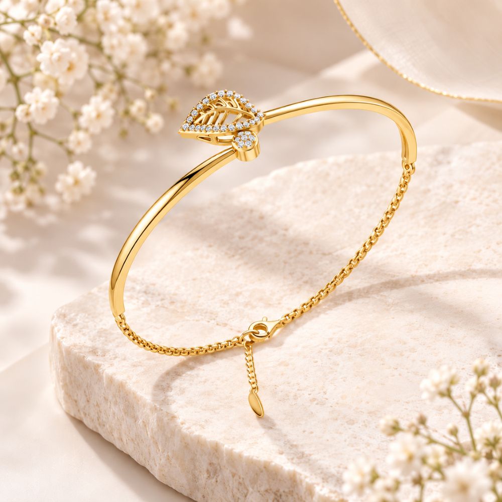 Whispering Leaf Gold Plated 925 Sterling Silver Bracelet