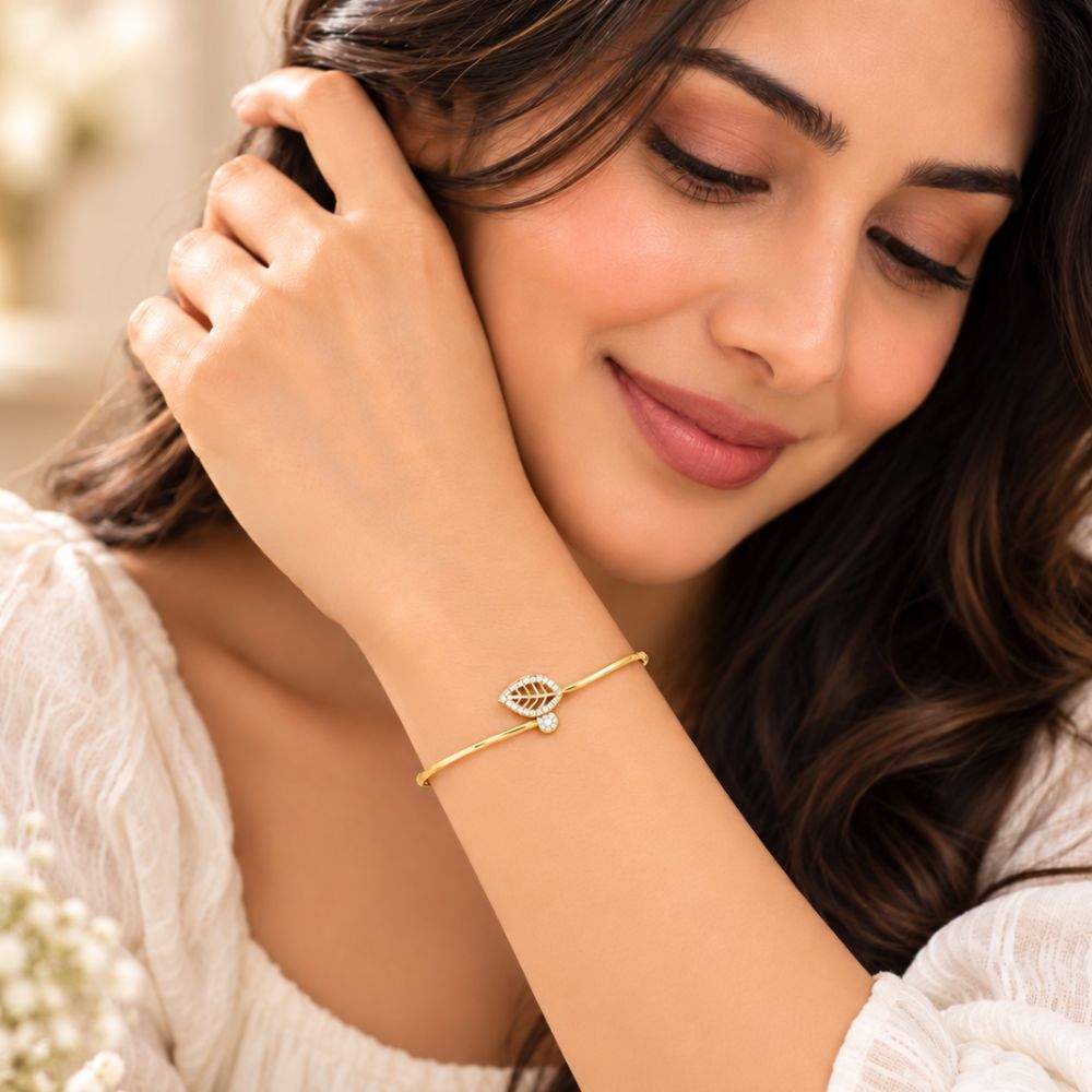 Whispering Leaf Gold Plated 925 Sterling Silver Bracelet