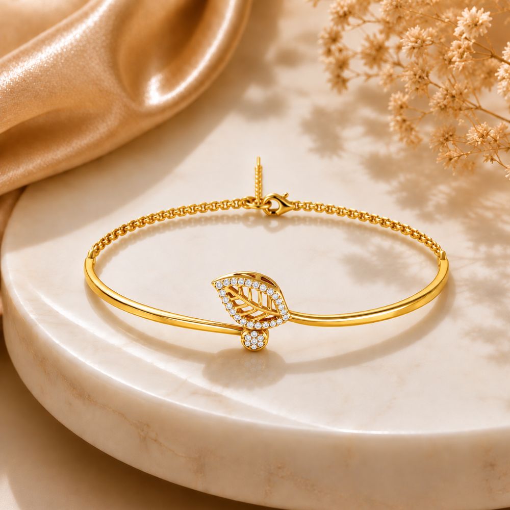 Whispering Leaf Gold Plated 925 Sterling Silver Bracelet