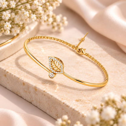 Whispering Leaf Gold Plated 925 Sterling Silver Bracelet