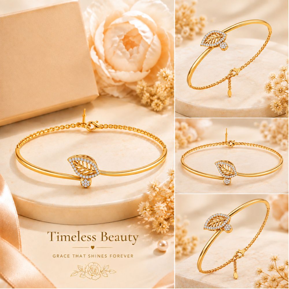 Whispering Leaf Gold Plated 925 Sterling Silver Bracelet