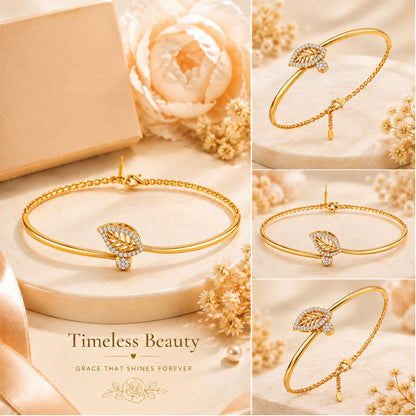 Whispering Leaf Gold Plated 925 Sterling Silver Bracelet