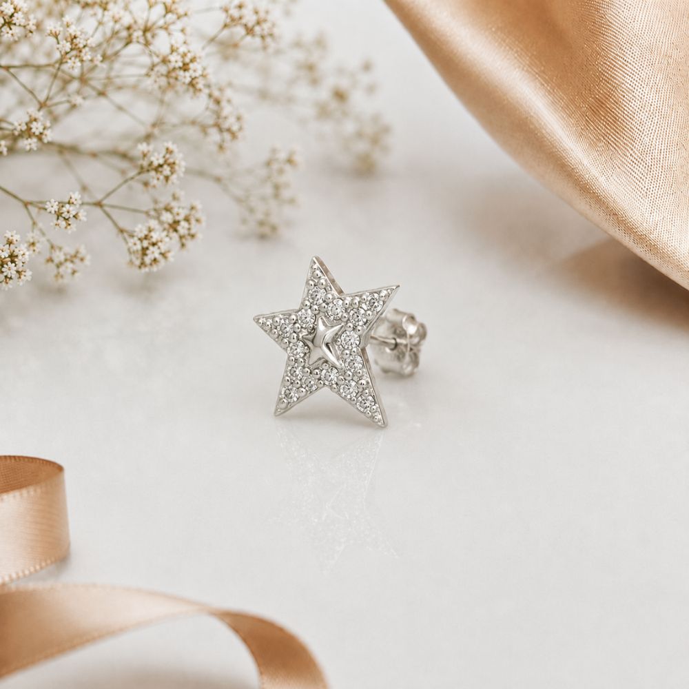 Star Design Shiny Crystal Daily Wear Earrings