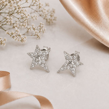 Star Design Shiny Crystal Daily Wear Earrings