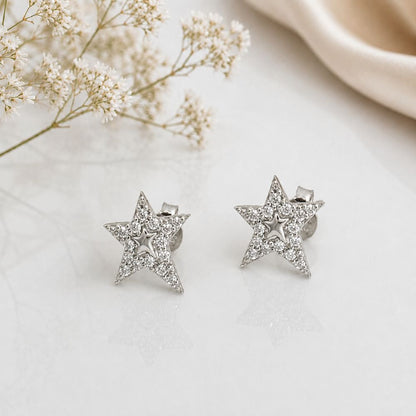 Star Design Shiny Crystal Daily Wear Earrings