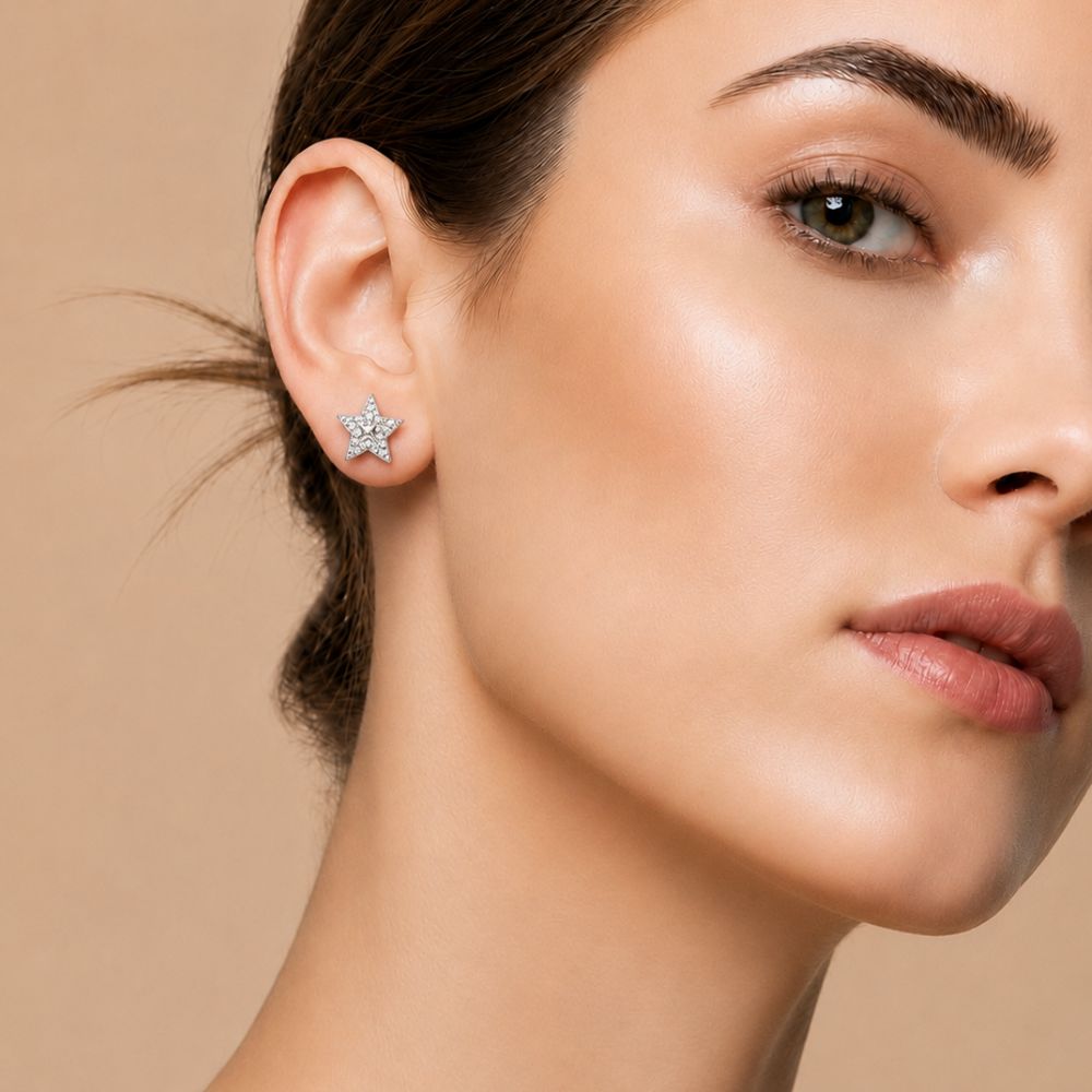 Star Design Shiny Crystal Daily Wear Earrings