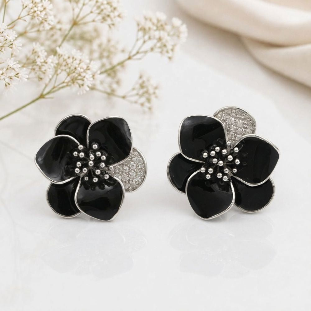 Black Petal Studs