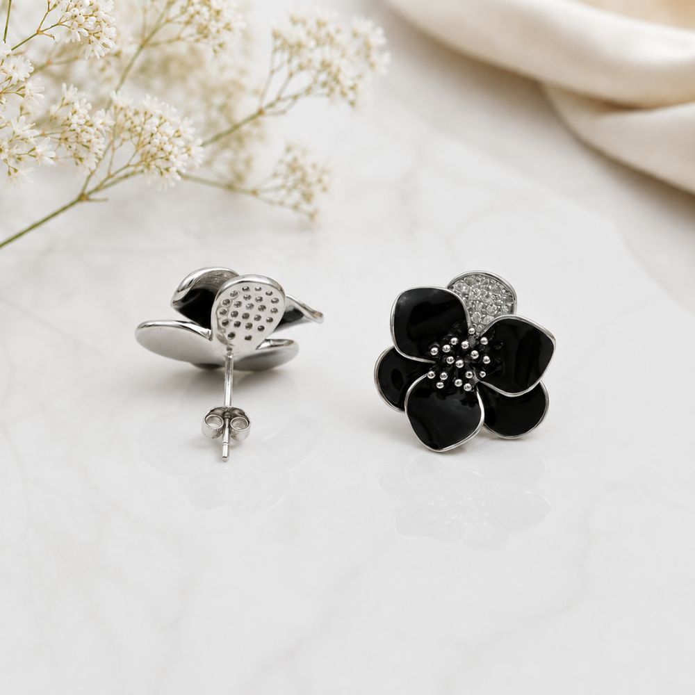 Black Petal Studs