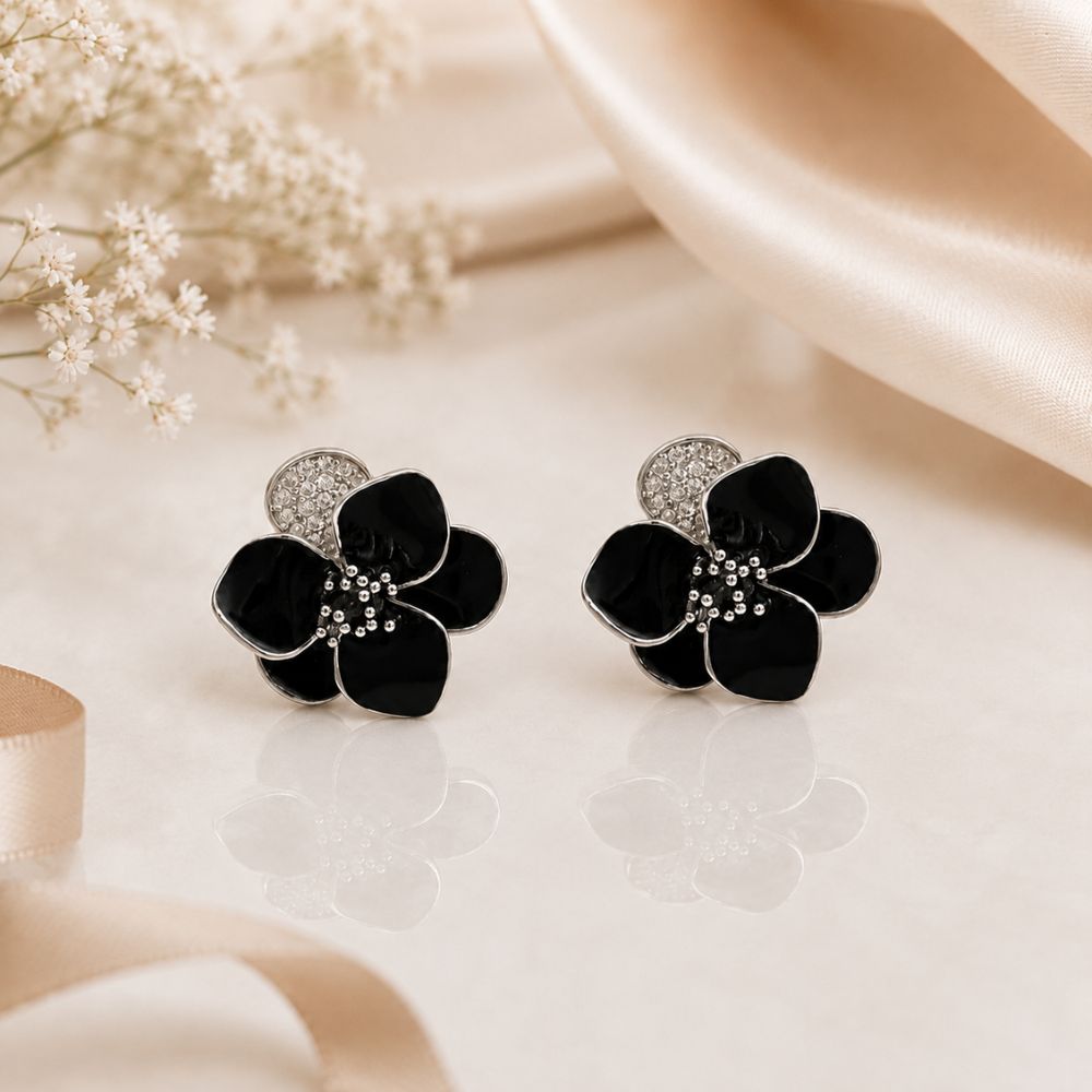 Black Petal Studs
