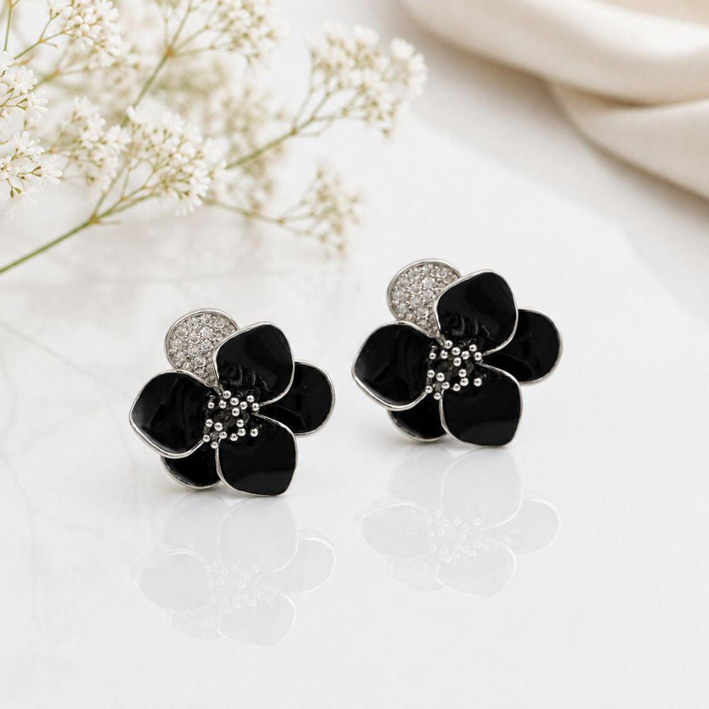 Black Petal Studs